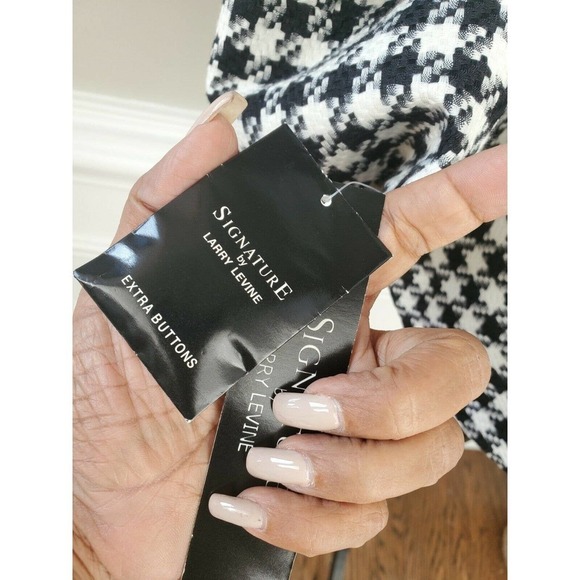 Signature By Larry levine Womens Black & White Polyester Buttons Casual Jacket - Picture 8 of 12